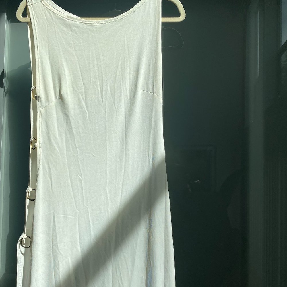MICHAEL KORS White Split Dress with Gold Detail S